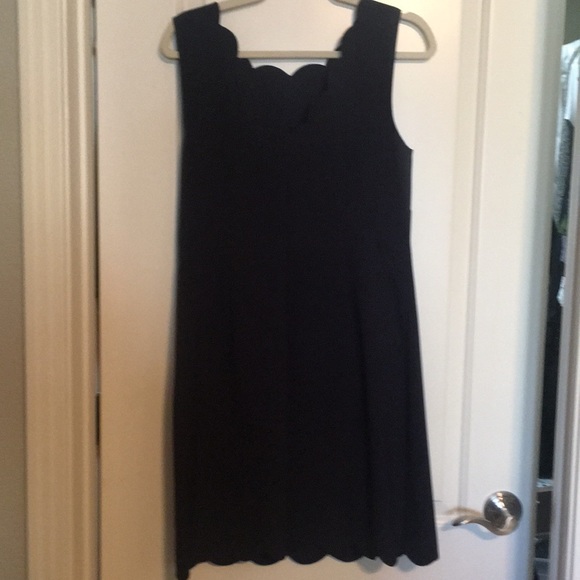J CREW Navy Sheath Dress. Scallop neck and hemline - Picture 2 of 5